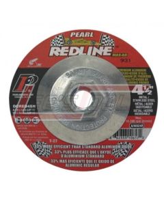 PEARL ABRASIVE DCRED45H 4-1/2 x 1/4 x 5/8-11 ALUMINUM OXIDE REDLINE™ MAX A.O.™ TYPE 27 - DEPRESSED CENTER GRINDING WHEELS