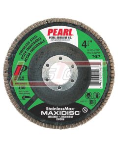 PEARL ABRASIVE MAX4540ZS 4-1/2 x 7/8 SPECIAL COAT ZIRCONIA STAINLESS MAX™ TYPE 27 - MAXIDISC™ - FLAP DISCS