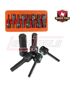 NEIKO TOOLS 01136B 8pcs 1/2" Dr. Hex Driver Impact Socket, MM 6, 7, 8, 10, 12, 14, 17, 19mm