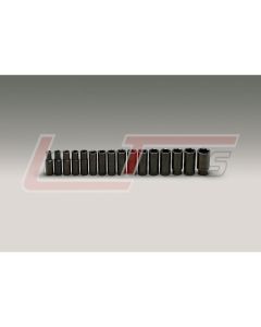 WRIGHT 467 1/2" Dr., 16 Pc. Impact Metric Socket Set 10mm - 27mm, 6 Pt. Deep