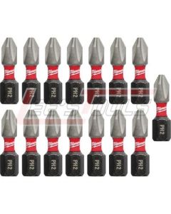 MILWAUKEE 48-32-5003 SHOCKWAVE™ INSERT BIT PHILLIPS #2  15PC CONTRACTOR PACK
