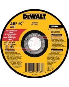 DEWALT DW8062  Z 4-1/2" x .045" x 7/8" metal and stainless cutting