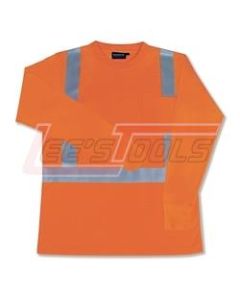 ERB SAFETY 61800 9602S Orange - Large - ANSI Class 2 T-Shirt Long Sleeve w/Reflective Tape Hi-Viz Orange