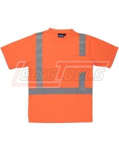 ERB SAFETY 61784 9601S Orange - 2X-Large - ANSI Class 2 T-Shirt Short Sleeve w/Reflective Tape Hi-Viz Orange