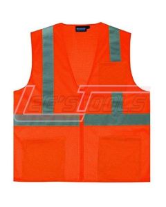 ERB SAFETY 61456 S363 Orange - 2X-Large - ANSI Class 2 Vest Mesh Economy Hi-Viz Orange - Zipper - Safety Vest