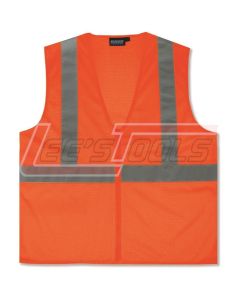 ERB SAFETY 61453 S363 Orange - Medium - ANSI Class 2 Vest Mesh Economy Hi-Viz Orange - Zipper - Safety Vest