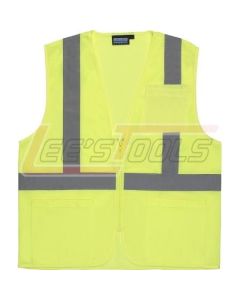 ERB SAFETY 61447 S363 Lime - X-Large - ANSI Class 2 Vest Mesh Economy Hi-Viz Lime - Zipper - Safety Vest