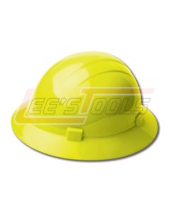 ERB SAFETY 19228 Hi-Viz Yellow - Americana® Mega Ratchet® Full Brim - HAT STYLE: 4-POINT NYLON SUSPENSION WITH RATCHE