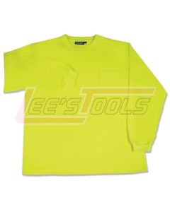 ERB SAFETY 14117 9602 Lime - Medium - Non-ANSI T-Shirt Long Sleeve Hi-Viz Lime