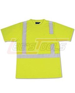ERB SAFETY 14113 9601S Lime - X-Large - ANSI Class 2 T-Shirt Short Sleeve w/Reflective Tape Hi-Viz Lime
