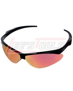 PIP 250-AN-10116 ANSER EYEWEAR, RED MIRROR POLYCARBONATE LENS, ANTI-SCRATCH, BLACK FRAME, RADIUSED TEMPLES W/ RUBBER