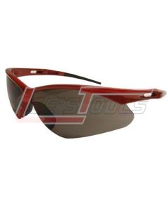 PIP 250-AN-10117 ANSER EYEWEAR, GRAY POLYCARBONATE LENS, ANTI-SCRATCH, RED FRAME, RADIUSED TEMPLES W/ RUBBER TIPS, SO