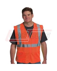 PIP 302-5PMVOR-XL CLASS 2, PREMIUM MESH - 5 POINT BREAKAWAY VEST, HOOK & LOOP CLOSURE, 3 POCKETS, ORANGE, ONE STRIPE
