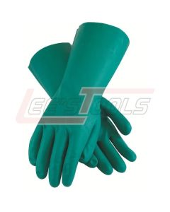 PIP 50-N160G/L UNSUPPORTED NITRILE, 15 MIL,13" FLOCK LINED, GREEN, RAISED DIAMOND GRIP,DOZEN PACKED,STRAIGHT CUFF