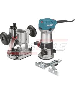MAKITA RT0701CX7 1-1/4 HP Compact Router Kit, Fixed and Plunge bases, 10,000-30,000 RPM, var. spd., bag