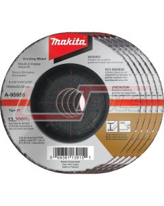 MAKITA A-95956-5 4-1/2" x 1/4" x 7/8" INOX Grinding Wheel, 36 Grit, 5pk