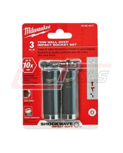 MILWAUKEE 49-66-4417 SHOCKWAVE™ 3/8" DR SAE THIN WALL DEEP IMPACT SCKT SET 3PC