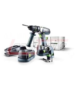 FESTOOL 564597 PDC 18/4 18V 5.2 Ah QUADRIVE Cordless Lithium-Ion Hammer Drill Set