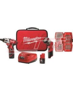 MILWAUKEE 2482-22 2401 CMPT SCREWDRIVER, LED WORK LIGHT, (2) CMPT REDLITHIUM™ BATTERIES, 42PC SCREWDRIVING BIT SET, CH