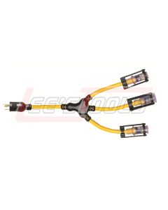 VOLTEC 04-00217 2ft 12/3 STW 20-Amp Generator "W" Adapter w/E-Zee Lock & Lighted End