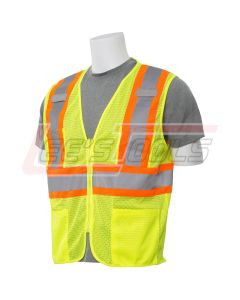 ERB SAFETY 61817 S383P Lime - X-Large - ANSI Class 2 Vest Mesh Hi-Viz Lime - Zipper - Safety Vest