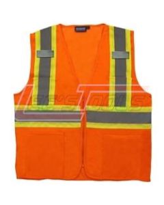 ERB SAFETY 61823 S383P Orange - Medium - ANSI Class 2 Vest Mesh Hi-Viz Orange - Zipper - Safety Vest