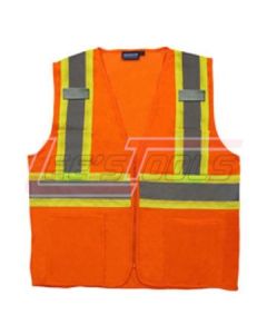 ERB SAFETY 61825 S383P Orange - X-Large - ANSI Class 2 Vest Mesh Hi-Viz Orange - Zipper - Safety Vest