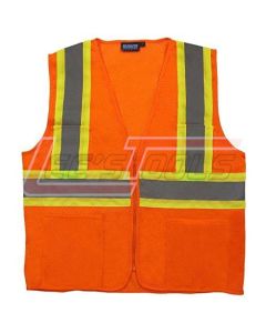 ERB SAFETY 61826 S383P Orange - 2X-Large - ANSI Class 2 Vest Mesh Hi-Viz Orange - Zipper - Safety Vest