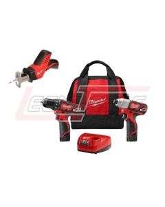 MILWAUKEE 2498-23 M12 DRILL/IMPACT/HACKZALL COMBO KIT