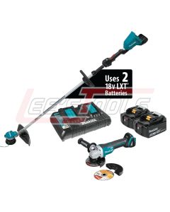 MAKITA XRU09PTX1 18V X2 (36V) LXT® String Trimmer Kit (5.0Ah) Brushless Cordless and Angle Grinder