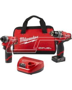 MILWAUKEE 2598-22 M12 FUEL™ 2-Tool Combo Kit: 1/2" Hammer Drill and 1/4" Hex Impact Driver