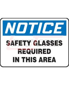 ACCUFORM EPPA801CP Contractor Preferred OSHA Notice Safety Sign: Safety Glasses Required In This Area