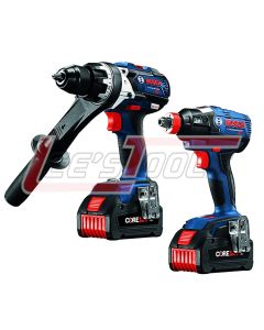 BOSCH GXL18V-225B24 CORE18V™ 2-Tool Kit w/ Brute Tough™ Hammer Drill Driver (HDH183), Impact Driver (IDH182) & (2) FatPa