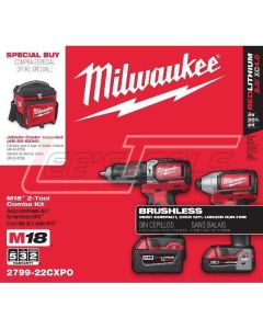 MILWAUKEE 2799-22CXPO M18™ CMPT BRUSHLESS HAMMER DRILL IMPACT KIT WITH FREE JOBSITE COOLER