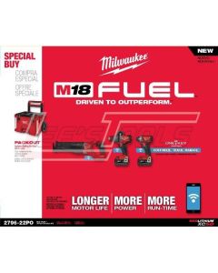 MILWAUKEE 2796-22PO M18 FUEL W/ ONEKEY 3PC COMBO KIT WITH FREEPACKOUT ROLLING CASE