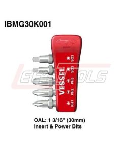VESSEL IBMG30K001 Impact Ball Torsion Bits Assort X30 5PC (MG Holder) (PH1/PH2/PH3/SQ2/SQ3)