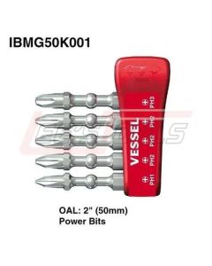 VESSEL IBMG50K001 Impact Ball Torsion Bits Assort X50 5PC (MG Holder) (PH1/PH2/PH2/PH2/PH3)