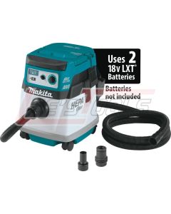 MAKITA XCV16ZX 18V X2 LXT® Lithium-Ion (36V) Brushless Cordless 4 Gallon HEPA Filter Dry Dust Extractor, AWS™ (Tool