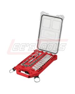 MILWAUKEE 48-22-9481 3/8 IN DRIVE SAE RATCHET AND SOCKET MECHANICS TOOL SET WITH PACKOUT CASE 28 PIECE