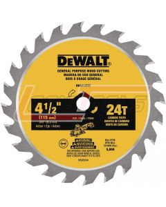 DEWALT DWA412TCT 4-1/2 24-Tooth Carbide Circular Saw Blade - 3/8 arbor