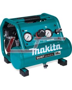 MAKITA MAC100Q Quiet Series, 1/2 HP, 1 Gallon Compact, Oil-Free, Electric Air Compressor