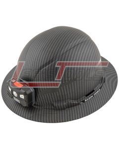 KLEIN 60346 Hard Hat, Premium KARBN™, Non-Vented Full Brim, Class E with Headlamp