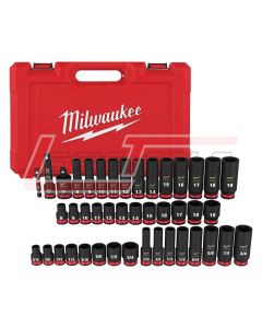 MILWAUKEE 49-66-7009 43PC SHOCKWAVE Impact Duty™ 3/8" Drive SAE & Metric Deep 6 Point Socket Set