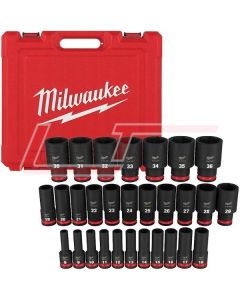 MILWAUKEE 49-66-7015 29PC SHOCKWAVE Impact Duty™ 1/2" Drive Metric Deep 6 Point Socket Set
