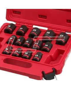 MILWAUKEE 49-66-7013 14PC SHOCKWAVE Impact Duty™ 1/2" Drive Metric Standard 6 Point Socket Set