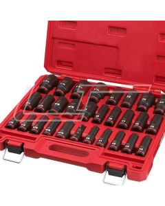 MILWAUKEE 49-66-7016 29PC SHOCKWAVE Impact Duty™ 1/2" Drive SAE & Metric Deep 6 Point Socket Set