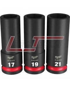 MILWAUKEE 49-66-7025 3PC SHOCKWAVE Impact Duty™  1/2" Drive Metric Deep 6 Point Socket Set