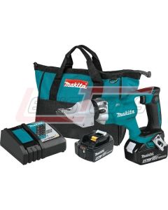 MAKITA XSJ03T 18V LXT® Lithium-Ion Brushless Cordless 14 Gauge Straight Shear Kit, bag (5.0Ah)