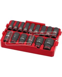 MILWAUKEE 49-66-6817 SHOCKWAVE Impact Duty™ Socket 1/2” Dr 15PC SAE TRAY Set