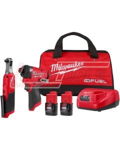 MILWAUKEE 3453-22HSR M12 FUEL™ 1/4" Hex Impact Driver Kit w/ 3/8" High Speed Ratchet